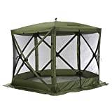 CLAM Quick-Set Venture 9 x 9 Foot Portable Pop-Up Outdoor Camping Gazebo Screen Tent 5 Sided Canopy Shelter with Ground Stakes and Carry Bag, Green