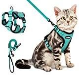 PetBonus Adjustable Cat Harness and Leash, Escape Proof Breathable Pet Vest Harnesses for Walking, Easy Control Reflective Leash and Harness Set Jacket for Cats, Kitten, Kitty (Turquoise, X-Small)