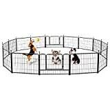 PawGiant Dog Pen 16 Panels 24-Inch Dog Fence Playpen Indoor Outdoor for Small/Medium Dogs, Metal Pet Dog Puppy Cat Play Pen Exercise Fencing Gate Crate Cage Outside for RV, Camping, Yard