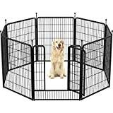 FXW Dog Playpen, 8 Panels 40inch-high Dog Pen Indoor Outdoor Pet Fence Heavy Duty Metal Tall Exercise Puppy Pen Kennel Gate Cage for Large/Medium/Small Dogs to The Yard Rv Camping, Black
