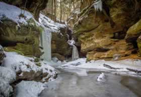 image of Lower Falls in Winter in Conkle's Hollow, Hocking Hills State Park, Ohio